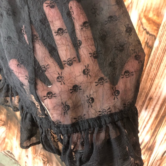 Royal Bones By Tripp Black Flocked Skull Dress - Picture 10 of 14